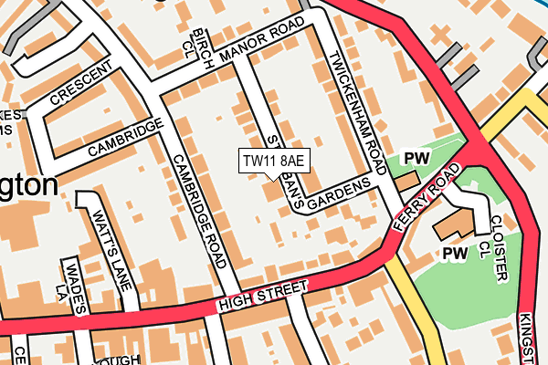 TW11 8AE map - OS OpenMap – Local (Ordnance Survey)