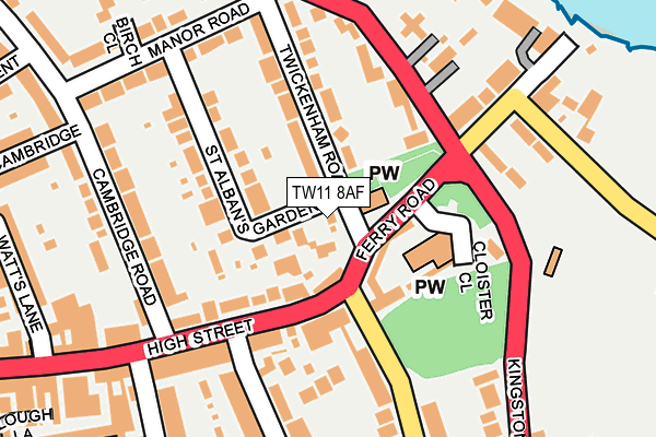 TW11 8AF map - OS OpenMap – Local (Ordnance Survey)