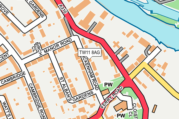 TW11 8AG map - OS OpenMap – Local (Ordnance Survey)