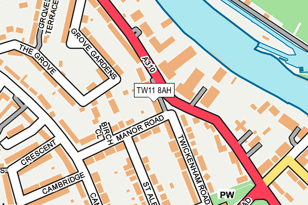 TW11 8AH map - OS OpenMap – Local (Ordnance Survey)
