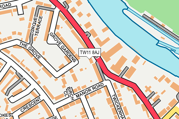 TW11 8AJ map - OS OpenMap – Local (Ordnance Survey)