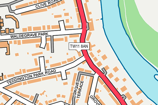 TW11 8AN map - OS OpenMap – Local (Ordnance Survey)