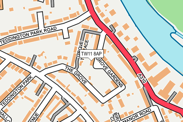 TW11 8AP map - OS OpenMap – Local (Ordnance Survey)
