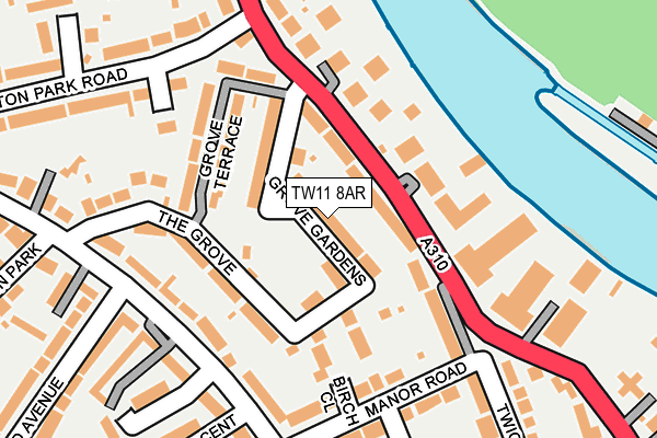 TW11 8AR map - OS OpenMap – Local (Ordnance Survey)