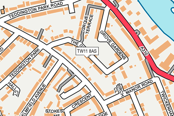 TW11 8AS map - OS OpenMap – Local (Ordnance Survey)