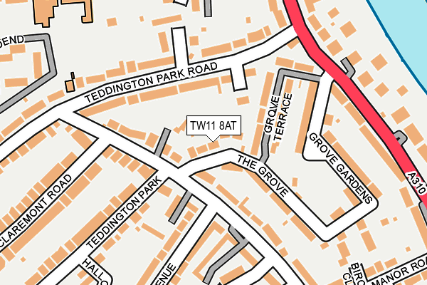 TW11 8AT map - OS OpenMap – Local (Ordnance Survey)