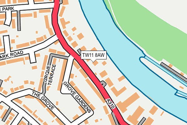 TW11 8AW map - OS OpenMap – Local (Ordnance Survey)