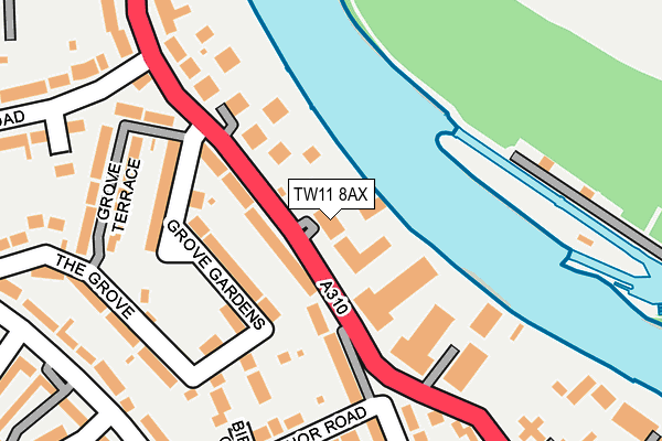 TW11 8AX map - OS OpenMap – Local (Ordnance Survey)