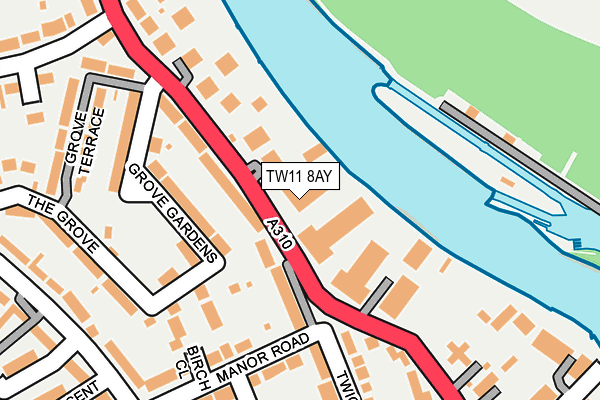 TW11 8AY map - OS OpenMap – Local (Ordnance Survey)