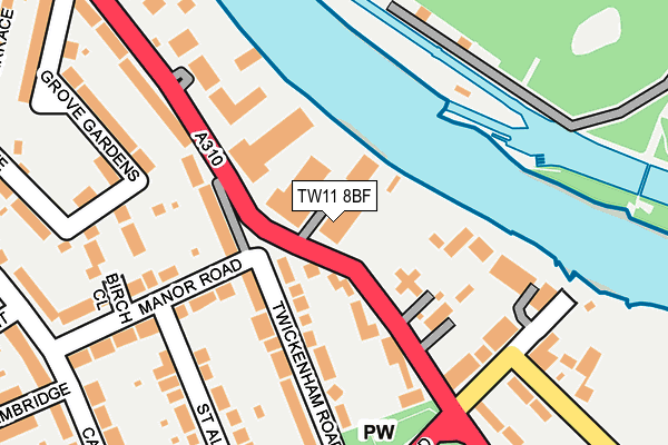 TW11 8BF map - OS OpenMap – Local (Ordnance Survey)