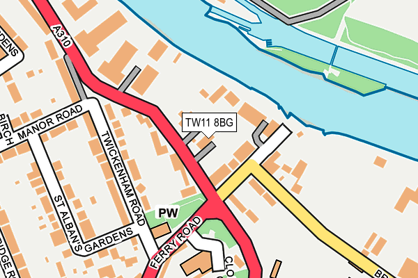 TW11 8BG map - OS OpenMap – Local (Ordnance Survey)