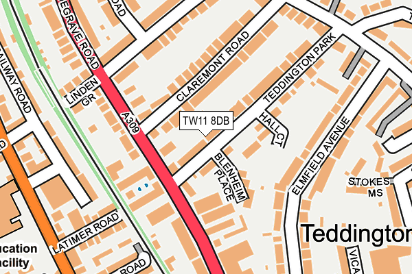 TW11 8DB map - OS OpenMap – Local (Ordnance Survey)