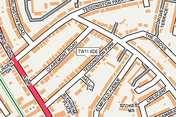TW11 8DE map - OS OpenMap – Local (Ordnance Survey)