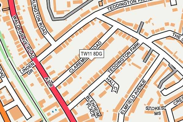 TW11 8DG map - OS OpenMap – Local (Ordnance Survey)