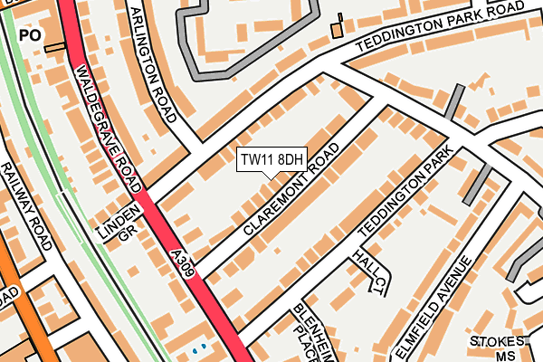 TW11 8DH map - OS OpenMap – Local (Ordnance Survey)