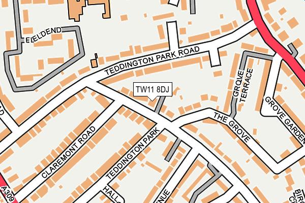 TW11 8DJ map - OS OpenMap – Local (Ordnance Survey)