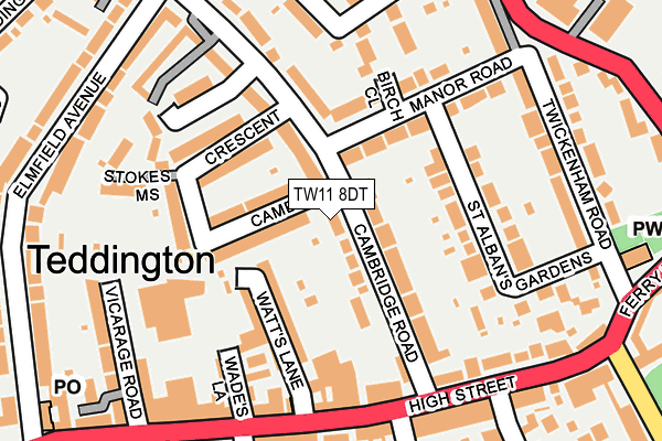 TW11 8DT map - OS OpenMap – Local (Ordnance Survey)
