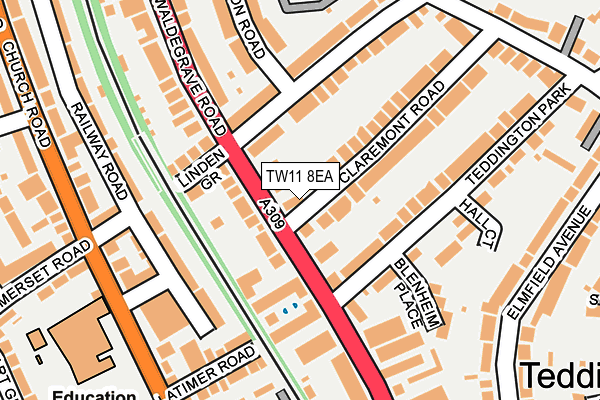 TW11 8EA map - OS OpenMap – Local (Ordnance Survey)