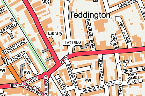 TW11 8EG map - OS OpenMap – Local (Ordnance Survey)