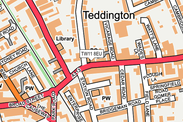 TW11 8EU map - OS OpenMap – Local (Ordnance Survey)