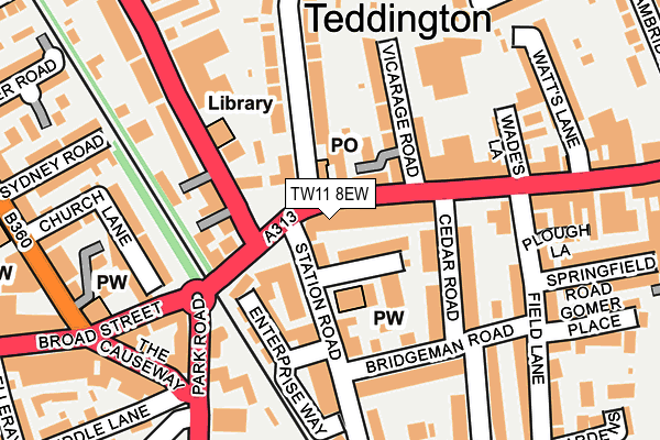 TW11 8EW map - OS OpenMap – Local (Ordnance Survey)