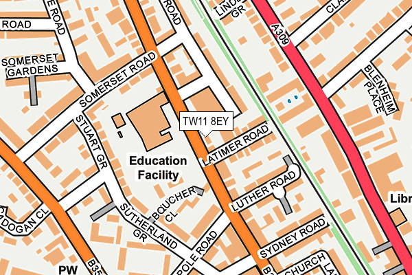 TW11 8EY map - OS OpenMap – Local (Ordnance Survey)