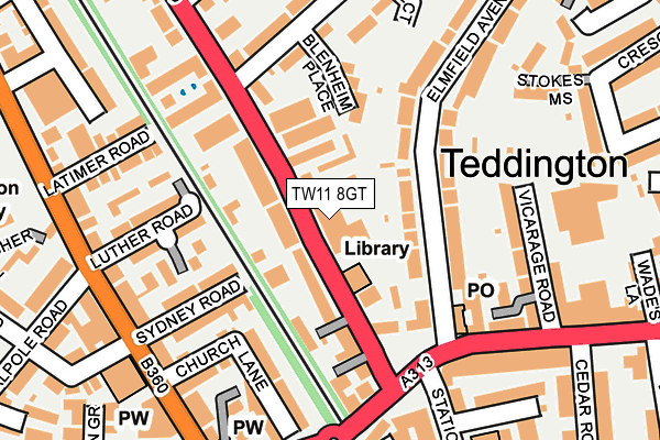 TW11 8GT map - OS OpenMap – Local (Ordnance Survey)