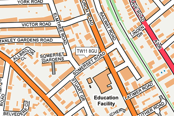 TW11 8GU map - OS OpenMap – Local (Ordnance Survey)