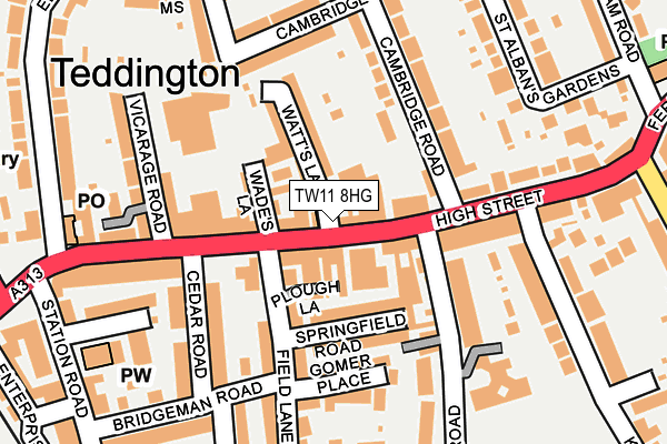 Map of TREMATON PLACE (BROOM ROAD) TEDDINGTON RESIDENTS ASSOCIATION LIMITED at local scale