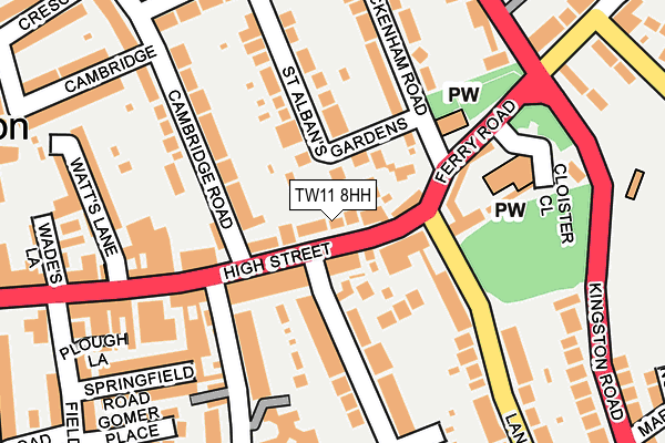 TW11 8HH map - OS OpenMap – Local (Ordnance Survey)