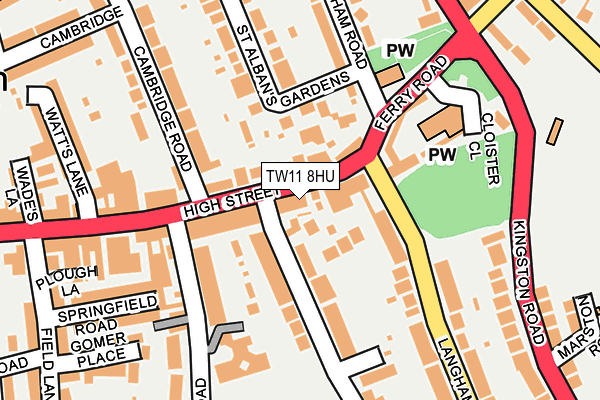 TW11 8HU map - OS OpenMap – Local (Ordnance Survey)