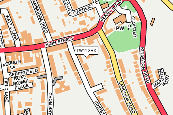 TW11 8HX map - OS OpenMap – Local (Ordnance Survey)