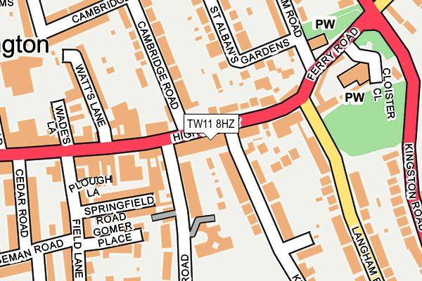 TW11 8HZ map - OS OpenMap – Local (Ordnance Survey)