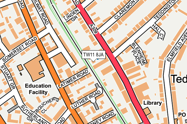 TW11 8JA map - OS OpenMap – Local (Ordnance Survey)