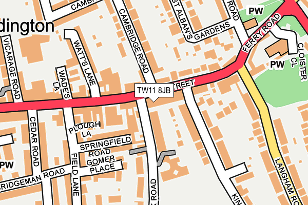 TW11 8JB map - OS OpenMap – Local (Ordnance Survey)