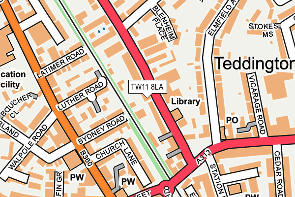 TW11 8LA map - OS OpenMap – Local (Ordnance Survey)