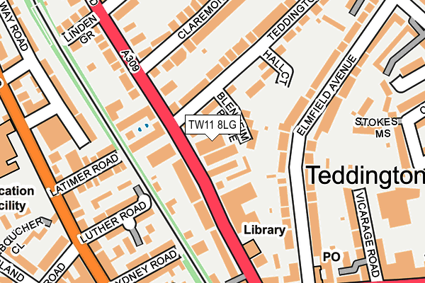 TW11 8LG map - OS OpenMap – Local (Ordnance Survey)