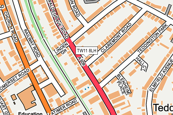TW11 8LH map - OS OpenMap – Local (Ordnance Survey)