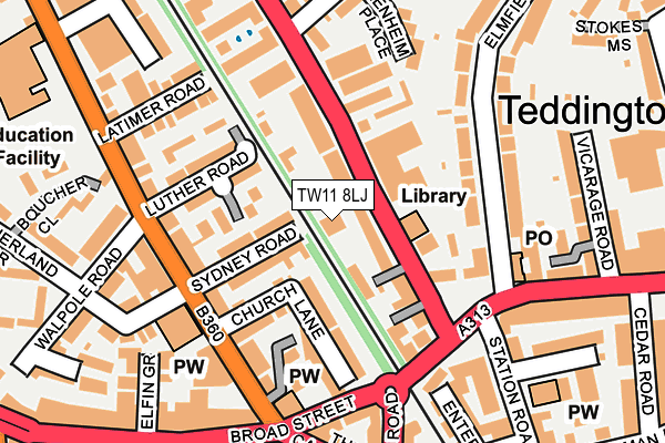 TW11 8LJ map - OS OpenMap – Local (Ordnance Survey)