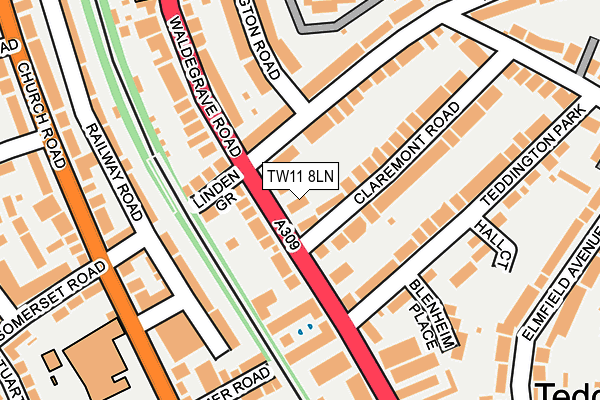 TW11 8LN map - OS OpenMap – Local (Ordnance Survey)