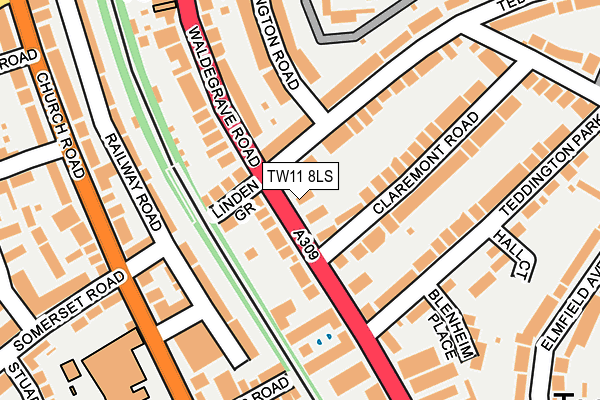 TW11 8LS map - OS OpenMap – Local (Ordnance Survey)