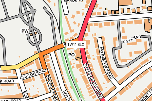 TW11 8LX map - OS OpenMap – Local (Ordnance Survey)
