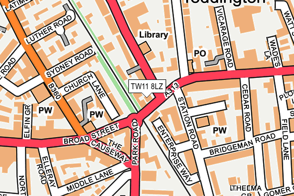 TW11 8LZ map - OS OpenMap – Local (Ordnance Survey)
