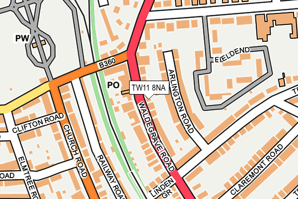 TW11 8NA map - OS OpenMap – Local (Ordnance Survey)