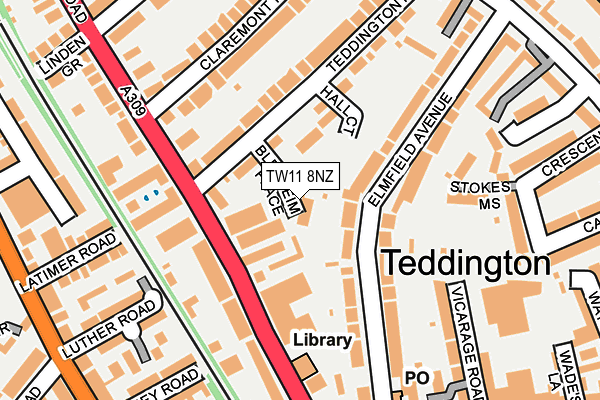 TW11 8NZ map - OS OpenMap – Local (Ordnance Survey)