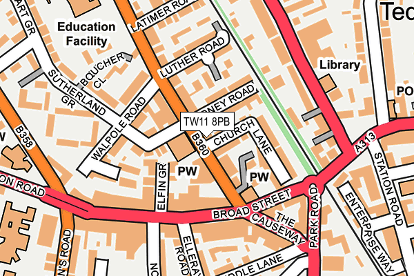 TW11 8PB map - OS OpenMap – Local (Ordnance Survey)