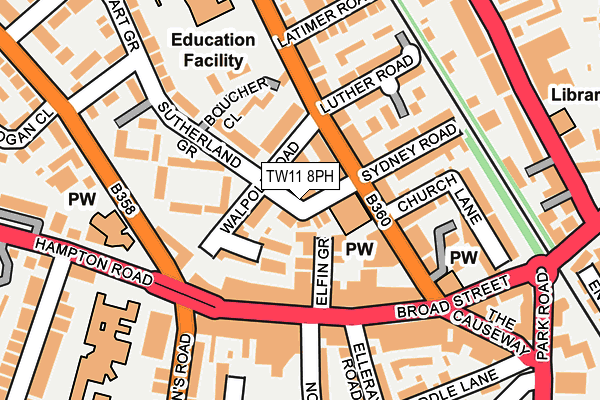 TW11 8PH map - OS OpenMap – Local (Ordnance Survey)