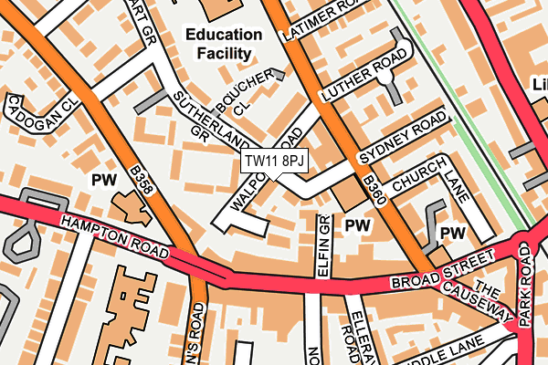 TW11 8PJ map - OS OpenMap – Local (Ordnance Survey)