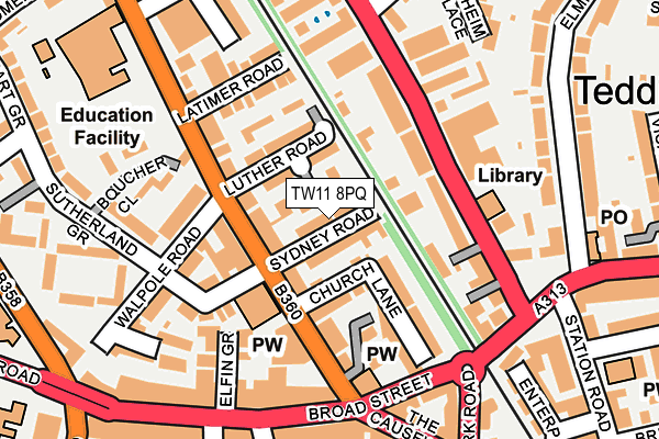 TW11 8PQ map - OS OpenMap – Local (Ordnance Survey)