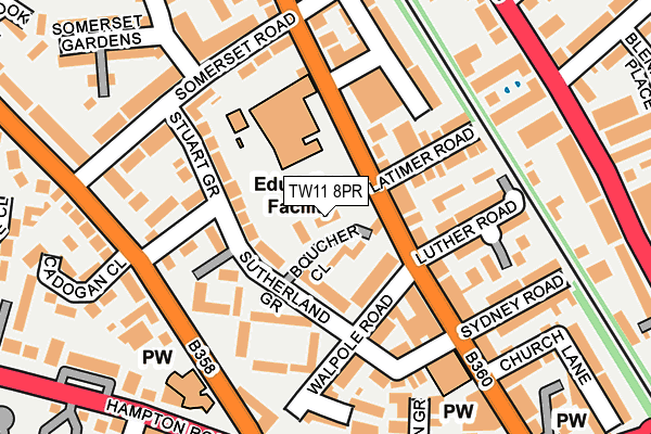 TW11 8PR map - OS OpenMap – Local (Ordnance Survey)